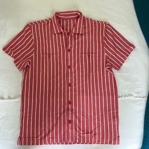 JCrew dusty red overt berm strip short sleeve button up shirt Medium